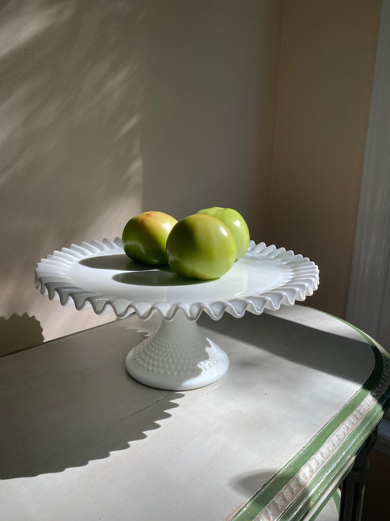Vintage Milk Glass Hobnail Cake Pedestal image 2