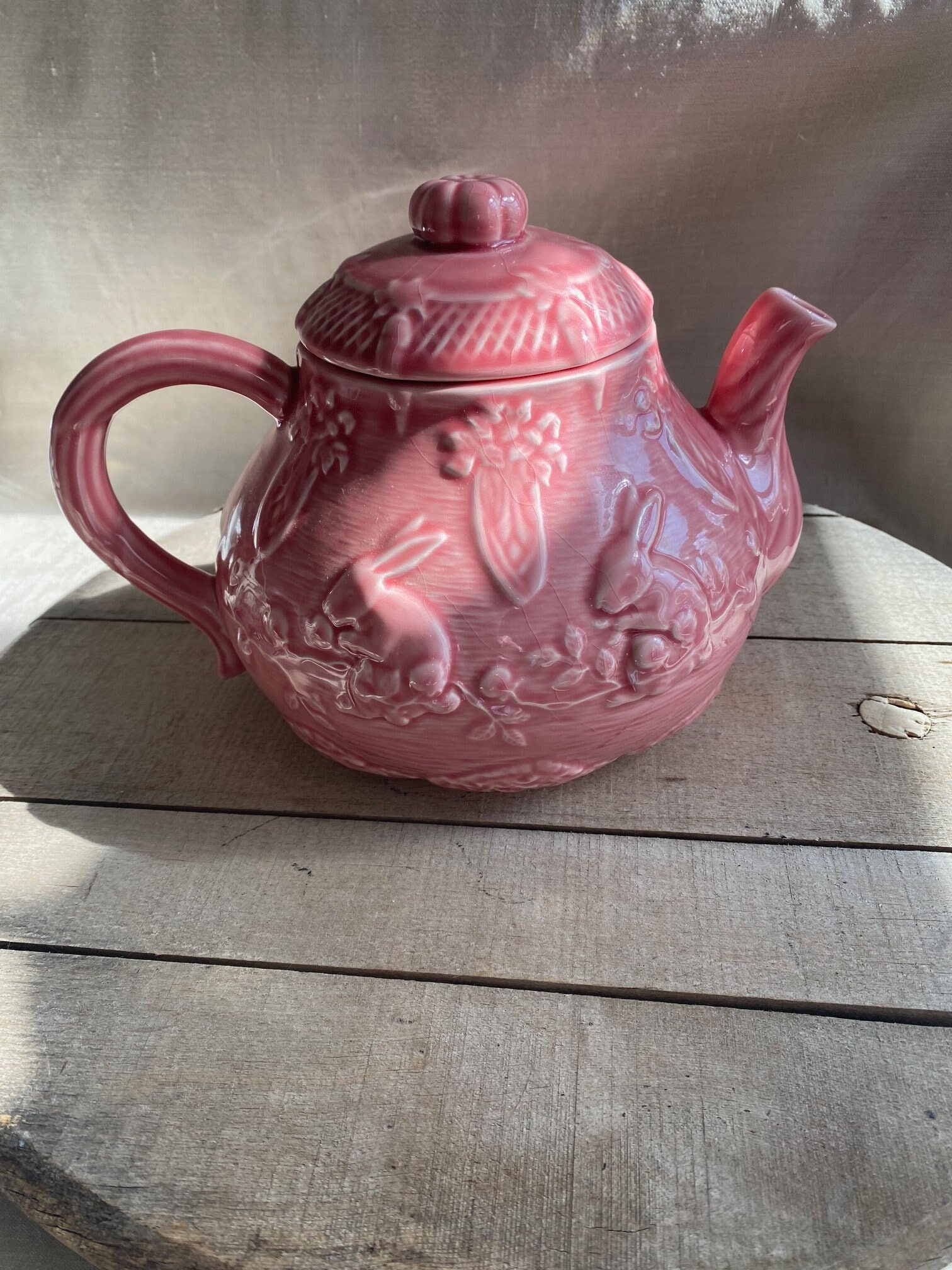 Vintage Bordallo Pinheiro Pink Bunny Teapot ~ - Etsy