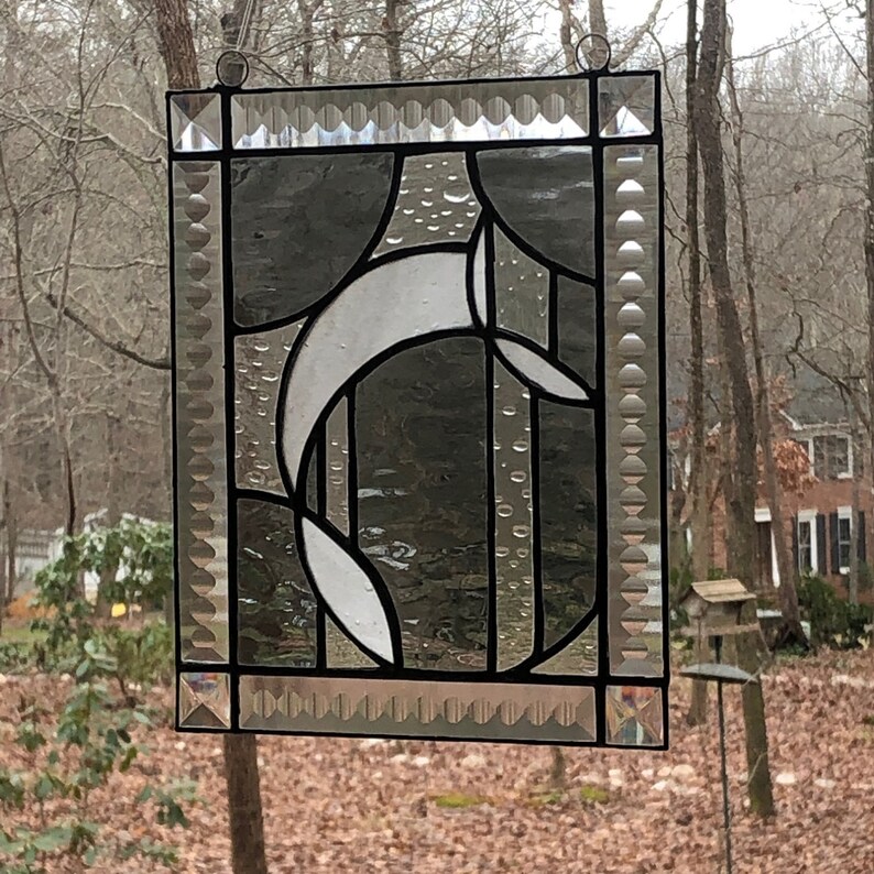 Stained Glass Suncatcher ~ Gray Eclipse