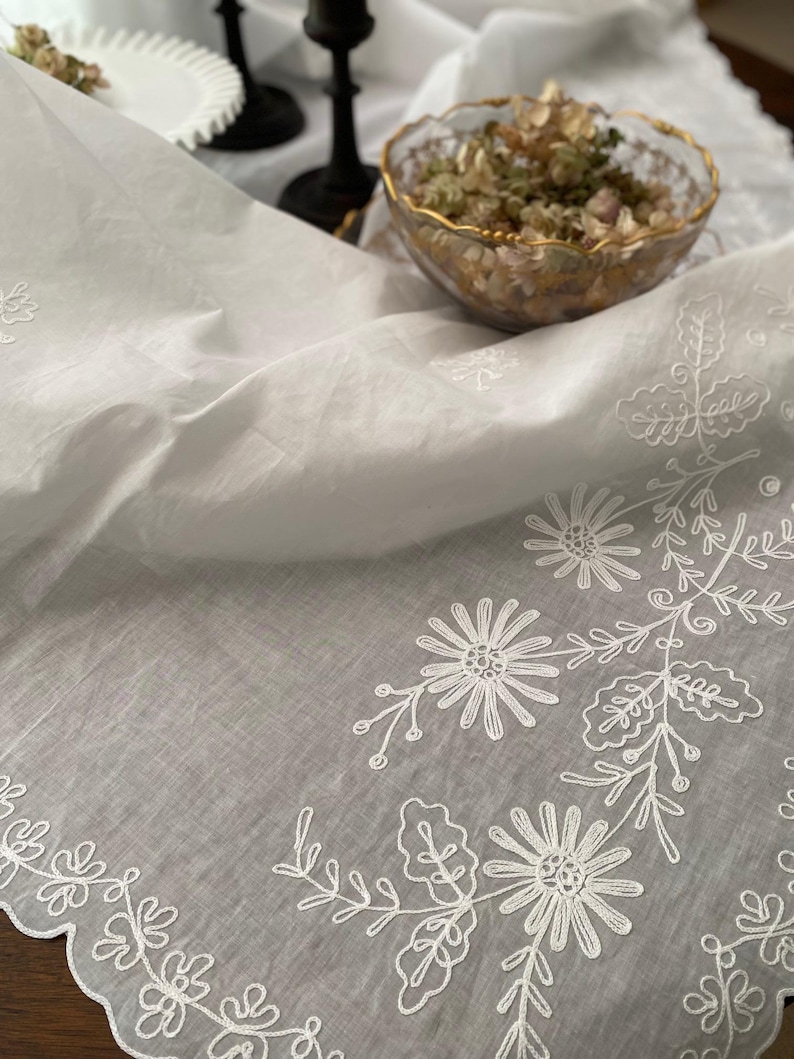 68"x 108" Swiss Tambour Lace Tablecloth ~ image 8