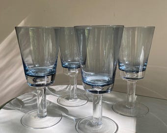 Vintage Denby Drama blå stjälkglas ~ Set om 4
