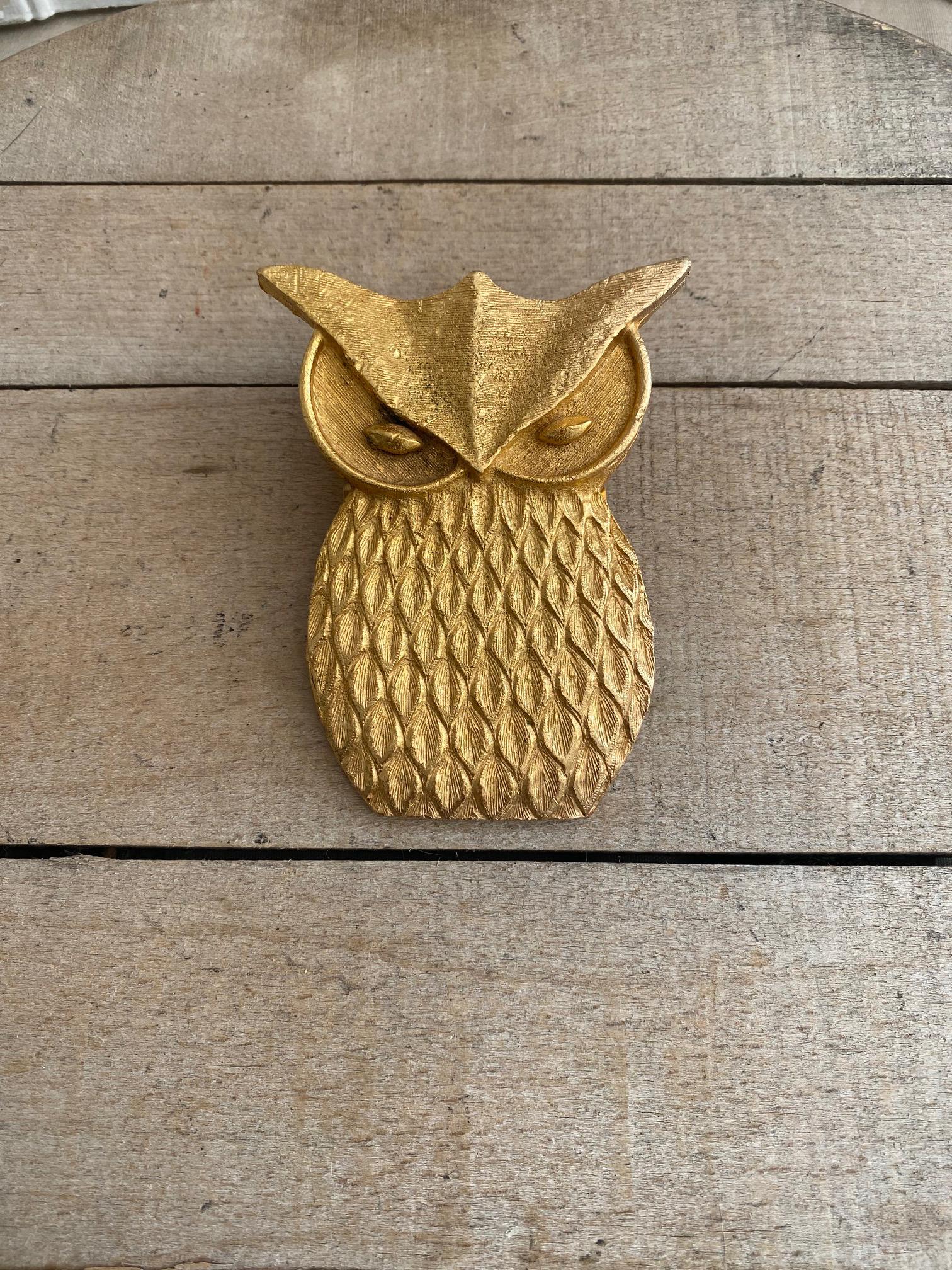 Vintage Gilded Gold Owl Clip - Etsy