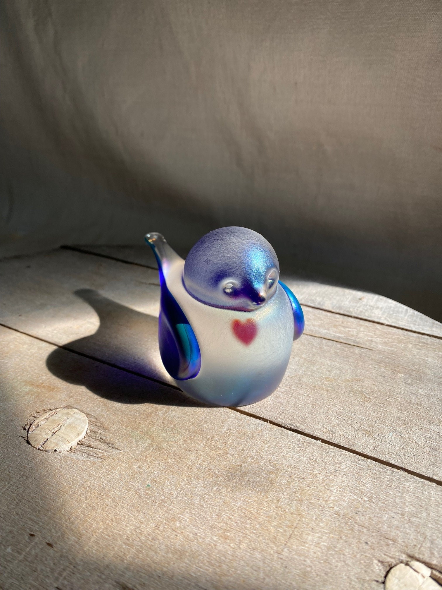 ガラスの青い鳥ペア LA-49p 幸福 ガラス細工 安部朝和作 博多