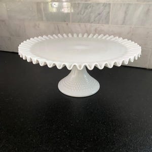 Vintage Milk Glass Hobnail Cake Pedestal image 5