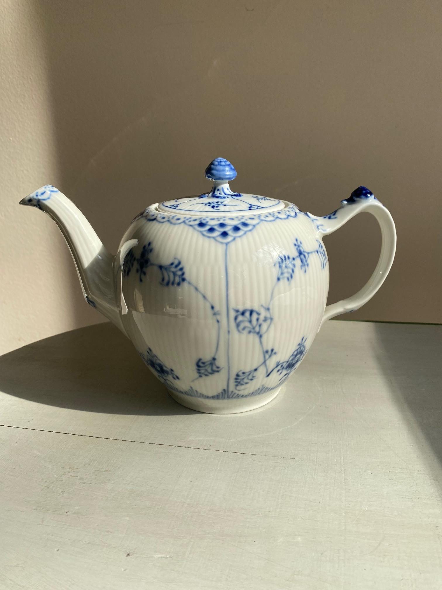 Royal Copenhagen Fluted Blue Half Lace Teapot - Etsy