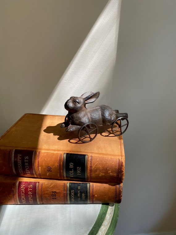 Vintage Casted Bunny on Wheels - Etsy