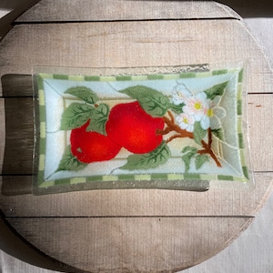 Vintage Fused Glass Apple Tray
