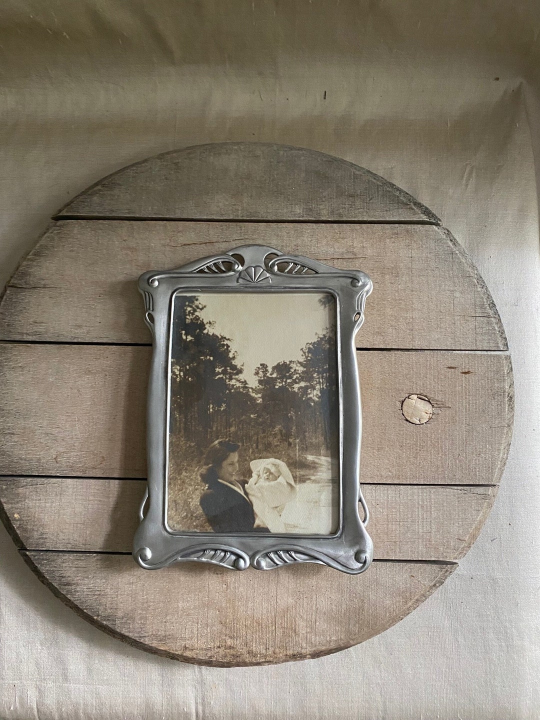 Vintage Pewter 5x7 Photo Frame Etsy