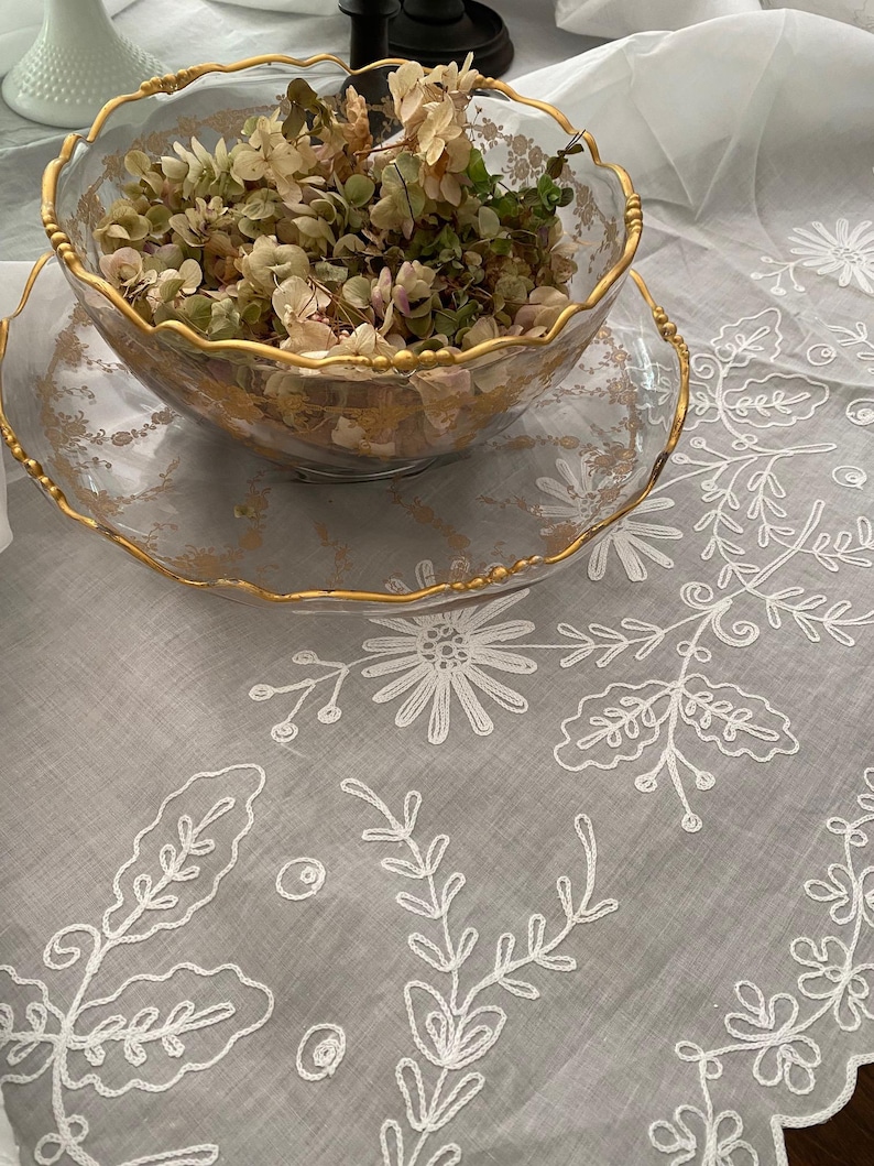 68"x 108" Swiss Tambour Lace Tablecloth ~ image 5