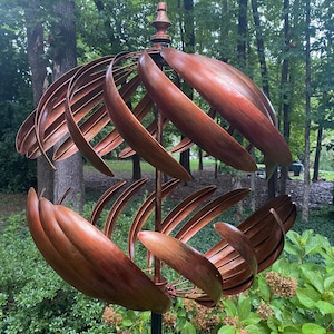 Double Spiral Birdcage Copper Finished Garden Spinner