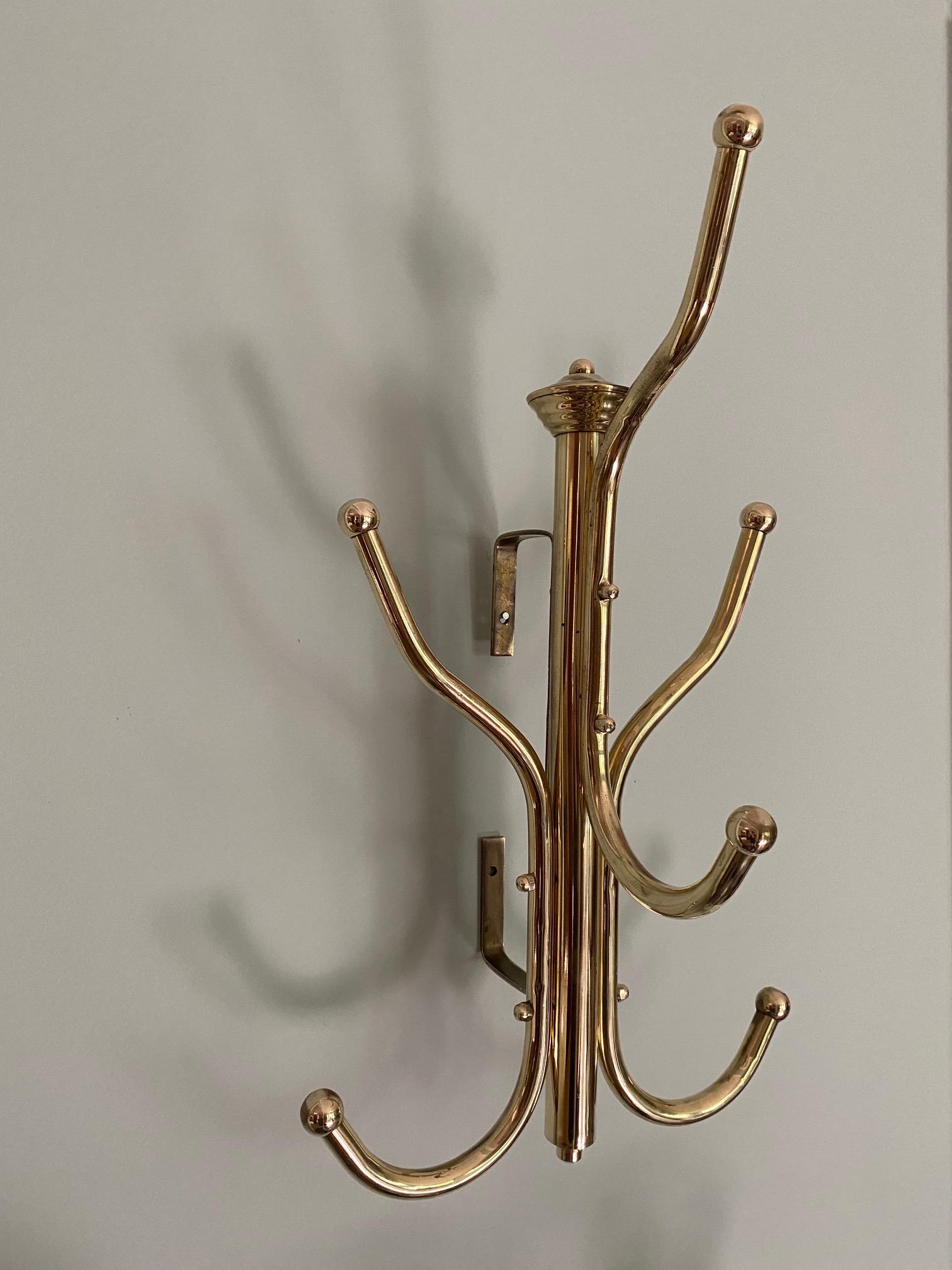 Vintage Brass Wall Coat Rack