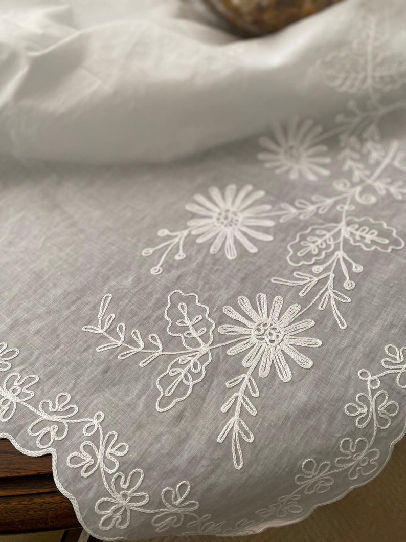 68"x 108" Swiss Tambour Lace Tablecloth ~ image 9