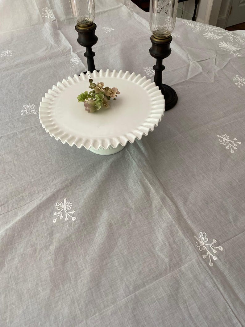 68"x 108" Swiss Tambour Lace Tablecloth ~ image 10