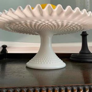 Vintage Milk Glass Hobnail Cake Pedestal image 6
