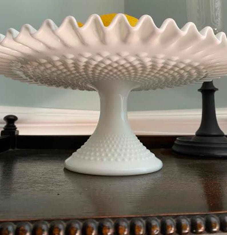 Vintage Milk Glass Hobnail Cake Pedestal image 6