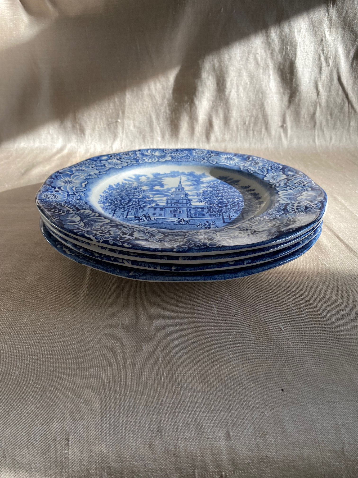 Set of 4 ~liberty Blue - Dinner Plates~ Staffordshire Ironstone