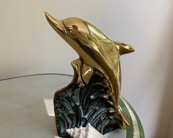 Vintage Brass Dolphin Bookend/ Accent - Etsy
