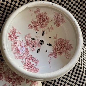 Vintage Pink Transferware Covered Colander