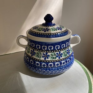 Vintage Polish Pottery ~ Lidded Pot