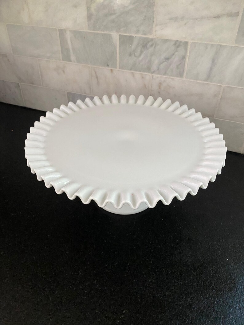 Vintage Milk Glass Hobnail Cake Pedestal image 7