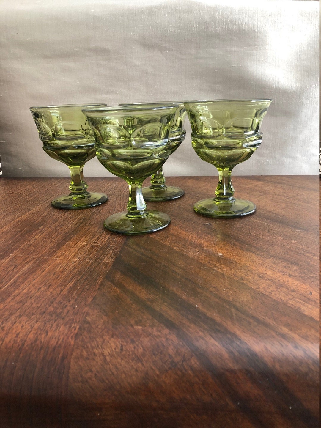 Fostoria Argus Green Sherbet Glasses Set 4 Etsy