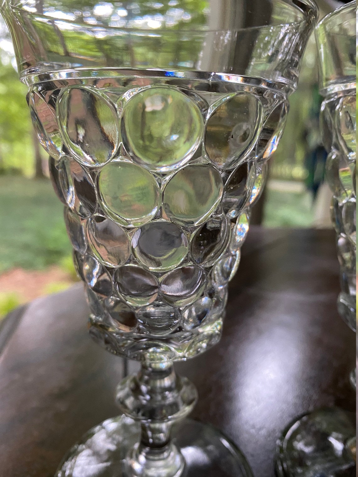 Vintage Bubble Glass Water Goblets pair Etsy