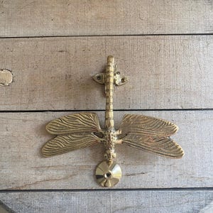 Polished Brass Dragonfly Door Knocker w/ Strike