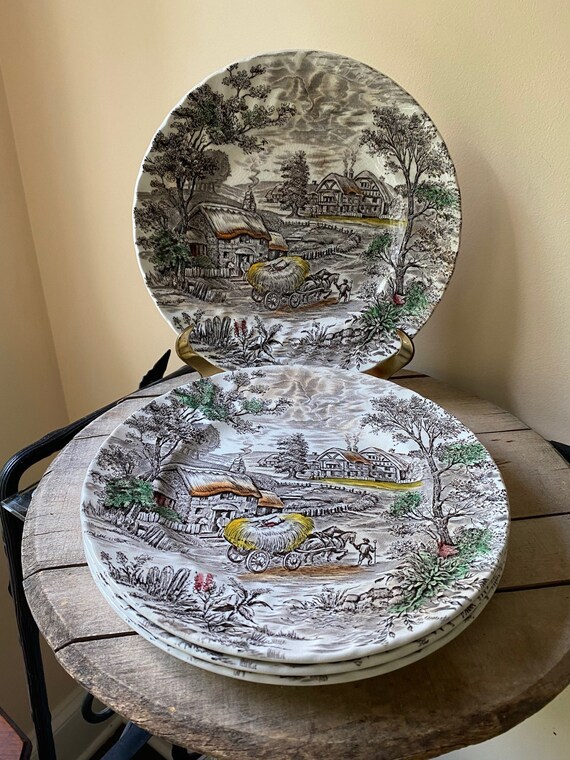 Vintage Yorkshire Ironstone Dinner Plates Set 4 Etsy