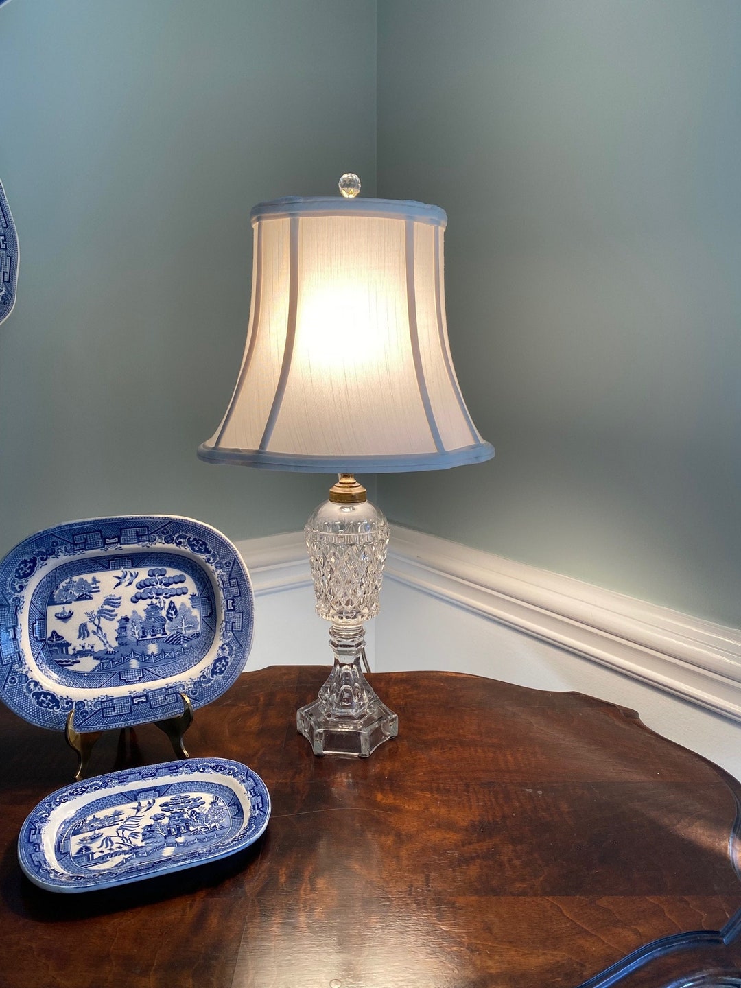 Vintage Cut Glass Accent Lamp Etsy