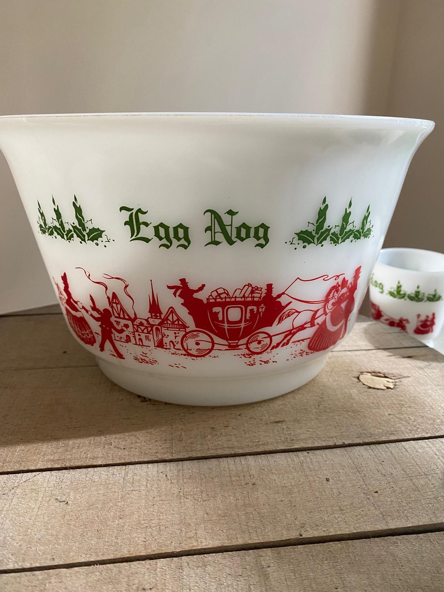 Vintage Milk Glass Eggnog Bowl With 6 Cups - Etsy