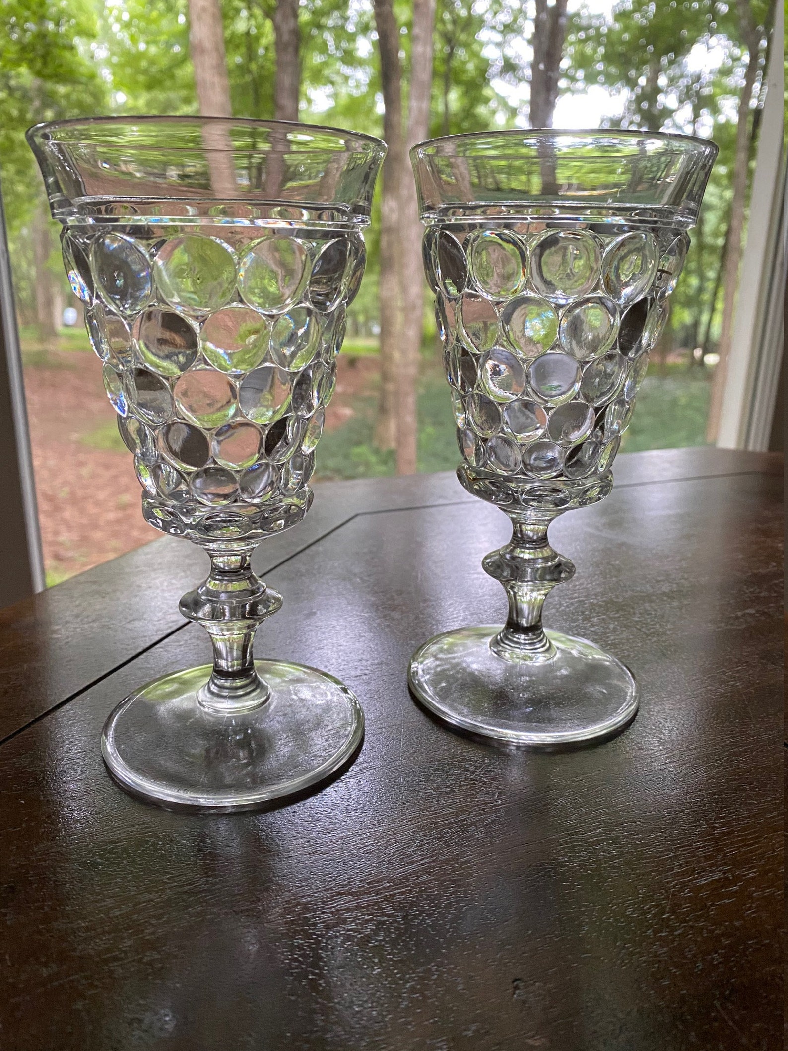 Vintage Bubble Glass Water Goblets pair Etsy