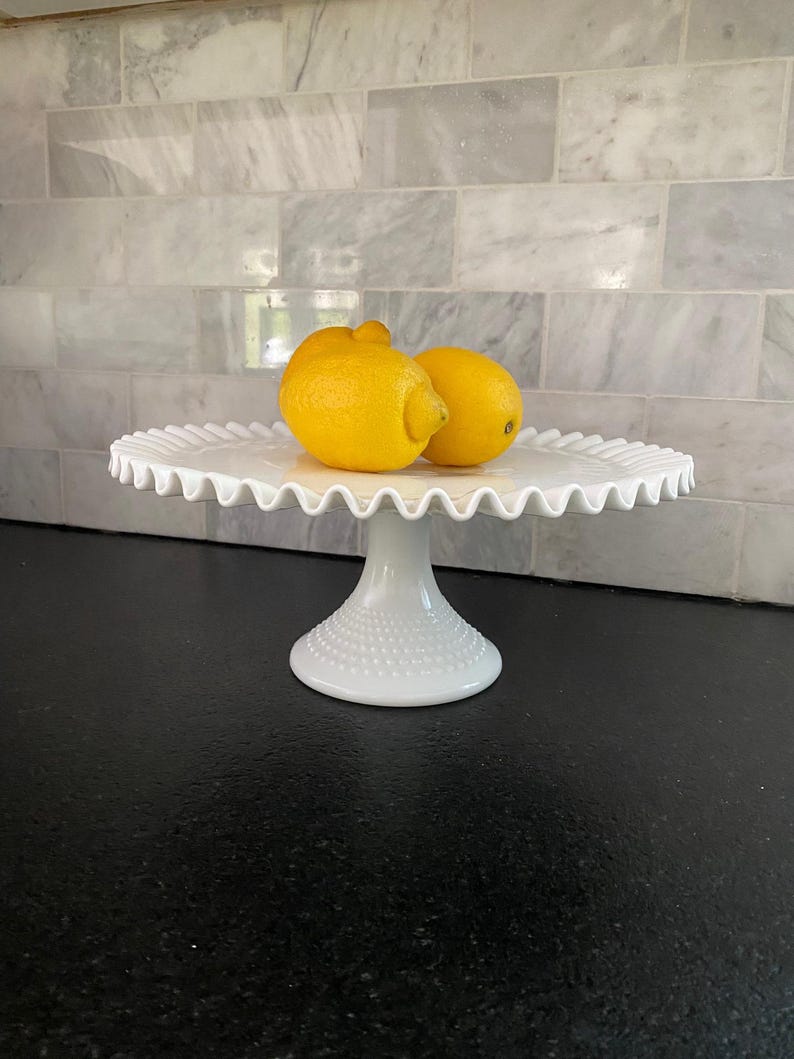 Vintage Milk Glass Hobnail Cake Pedestal image 4