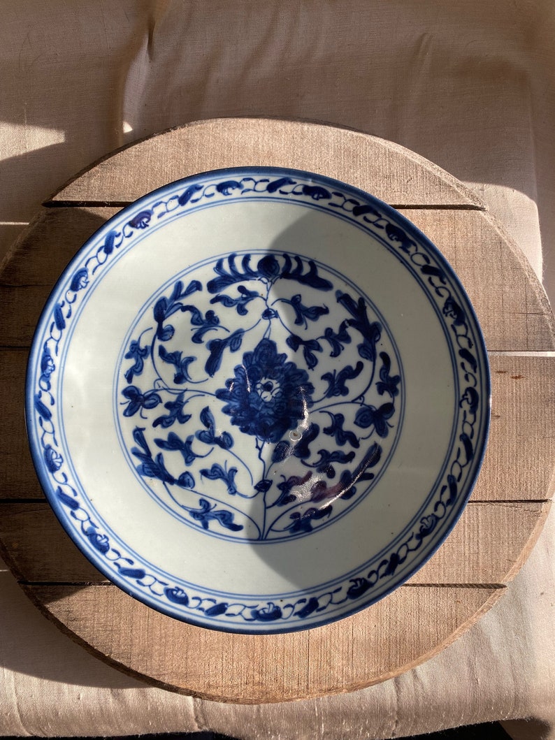 Vintage Blue & White Chinese Plate image 4