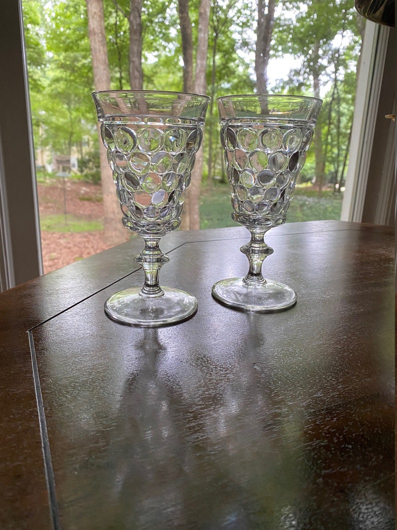 Vintage Bubble Glass Water Goblets pair Etsy