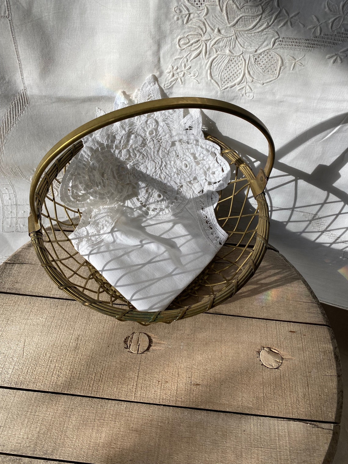 Brass Wire Basket With Solid Handle Etsy