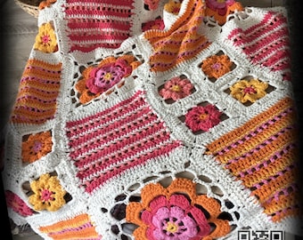 100% cotton crochet blanket 90 x 150 cm (= 35 x 60 inch)/cover blanket/bedspread/living blanket