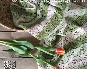Baby blanket / blanket 75 x 110 cm, crocheted 'Call the Midwife Green'