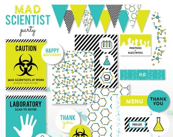 Mad Scientist Birthday Party Decorations, Mad Science Party, Slime, Halloween party, STEM party, INSTANT DOWNLOAD