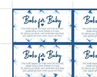 Shibori Style Baby Shower Books for Baby Cards, Baby Book Request, Bring a Book Instead of a Card : INSTANT DOWNLOAD