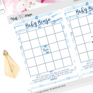 Shibori Style Baby Shower Bingo cards, Boy Baby Bingo cards, Baby Bingo game, Baby Shower game, Baby shower decorations: INSTANT DOWNLOAD