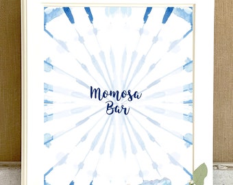 Momosa Bar Baby Shower Sign, 8x10 Shibori signage, Shibori Baby Shower, Indigo Tie dye, Boho Boy Baby Shower - INSTANT DOWNLOAD