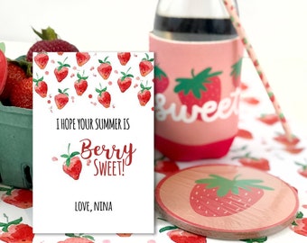 Berry Sweet Gift Tag, Teacher Thank You, Strawberry Party Favor tag, Thank you Berry Much: Self-Edit with CORJL - INSTANT Download Printable