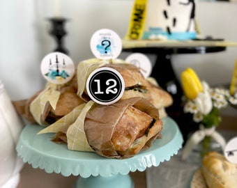Adornos para cupcakes de Nancy Drew, etiquetas para fiesta de detectives, adornos para cumpleaños de niña: autoedición con CORJL - Descarga instantánea imprimible