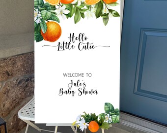 Little Cutie Baby Shower Welcome Poster 20x30, Citrus Baby Shower, Orange Blossom Baby: Self-Edit with CORJL - INSTANT Download Printable