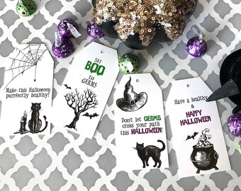 BOO To Germs Halloween Gift Tag, covid Halloween, Soap Gift, Neighbor Gift, Black Cat Halloween gift labels, Boo Bag tag : INSTANT DOWNLOAD