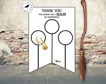 Etiqueta de agradecimiento para maestros de HP, regalo para maestros de magia, etiqueta de agradecimiento para maestros de magia, buscador de conocimiento, bola cuádruple: autoedición con CORJL