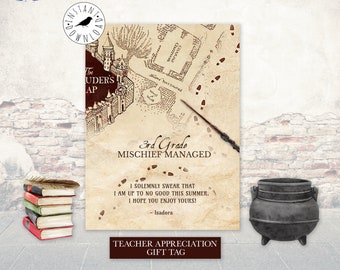 Idea de regalo para maestros de magia, Etiqueta de agradecimiento para maestros de magia, Travesuras escolares: Autoedición con CORJL - Descarga instantánea e imprimible