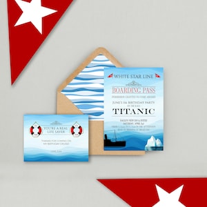 Titanic Birthday Invitation Suite 5x7 Invitation, Thank You Card, Nautical Envelope Liner: Self-Edit with CORJL - INSTANT Download Printable