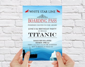 Titanic Invitation, Titanic Birthday Party, Printable Boarding Pass, Nautical Invitation: Self-Edit with CORJL - INSTANT Download Printable