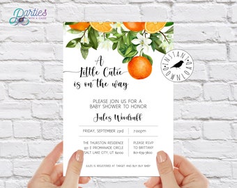 Little Cutie Baby Shower Invitation, Little Cutie on the way, Citrus themed baby shower: Self-Edit with CORJL - INSTANT Download Printable